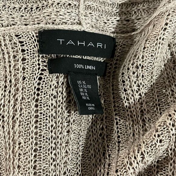 Tahari XL tan linen open cardigan EUC - Picture 8 of 8
